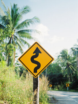 Road sign in tropical country