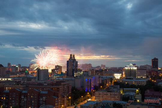 Fireworks over the city