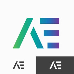 Letter A and E logo vector design gradient color