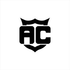 AC Logo monogram with shield around crown shape design template