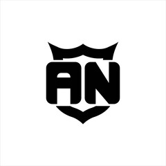 AN Logo monogram with shield around crown shape design template