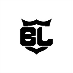 BL Logo monogram with shield around crown shape design template