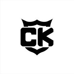 CK Logo monogram with shield around crown shape design template