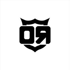 DR Logo monogram with shield around crown shape design template