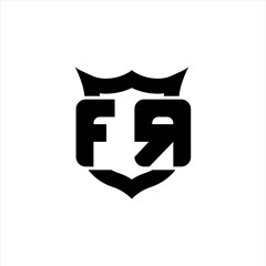 FR Logo monogram with shield around crown shape design template