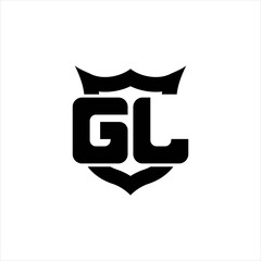 GL Logo monogram with shield around crown shape design template