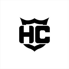 HC Logo monogram with shield around crown shape design template