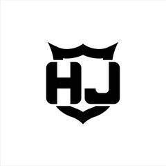 HJ Logo monogram with shield around crown shape design template