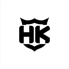 HK Logo monogram with shield around crown shape design template