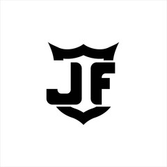 JF Logo monogram with shield around crown shape design template
