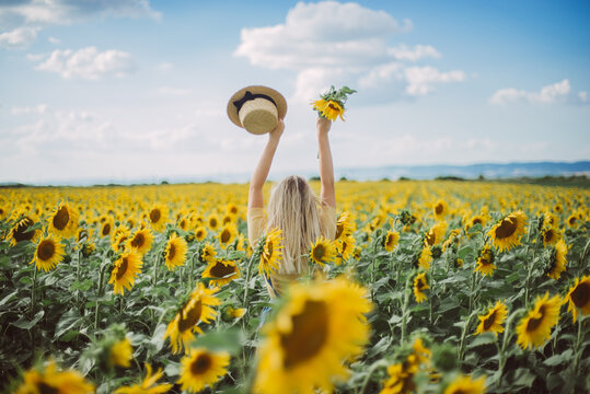 woman with sunflower