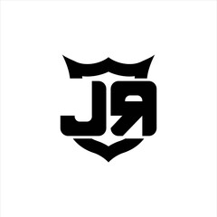 JR Logo monogram with shield around crown shape design template