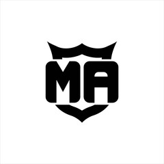 MA Logo monogram with shield around crown shape design template