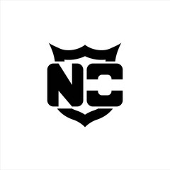 NO Logo monogram with shield around crown shape design template
