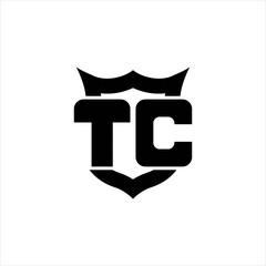 TC Logo monogram with shield around crown shape design template