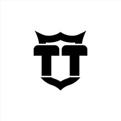 TT Logo monogram with shield around crown shape design template
