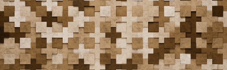 Brown Squares and Crosses 3D Pattern Background