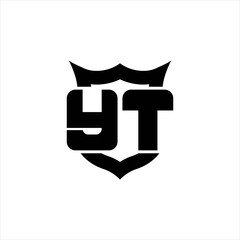 YT Logo monogram with shield around crown shape design template
