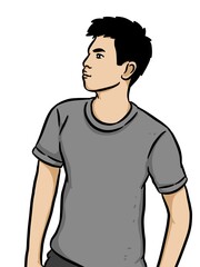 cartoon cute man on white background