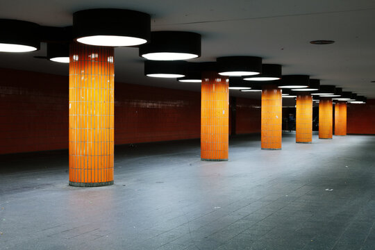Row Of Lamps In Berlin Subway Station