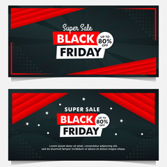Black Friday sale banner template with black red gradient style background
