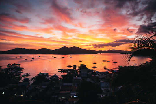 Sunset over the town of Coron, Palawan Philippines