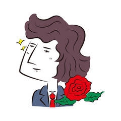 ビジネスマン　キメ顔　バラ