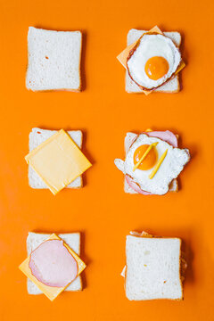 Gradually making of cheese and egg sandwich.
