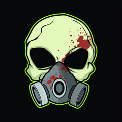 Skull Gas Mask  Vector Illustration