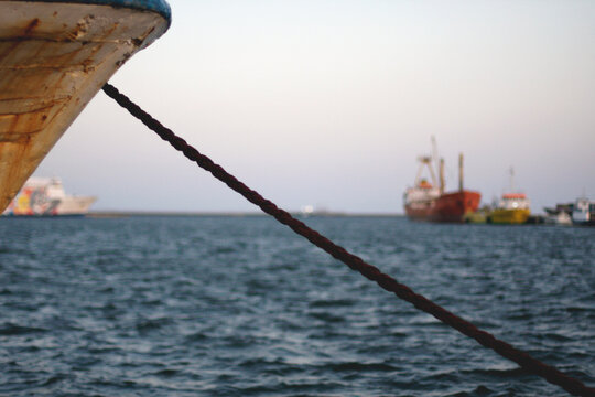 Boat anchored in the harbor