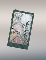 illustration for mobile technology themes in economics and finance with czech money