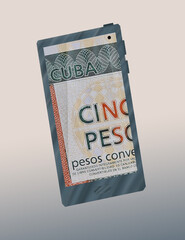 illustration for mobile technology themes in economics and finance with Cuban money