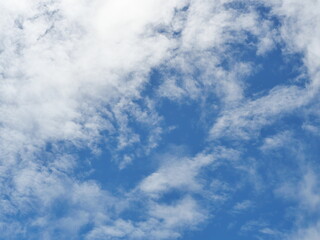 Altocumulus cloud on beautiful blue sky , Fluffy clouds formations at tropical zone