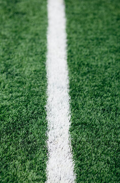 White line on grass sports field