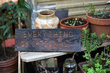 Sign outside that says Everything is optional