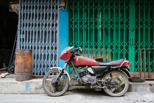 Old motorbike on the street