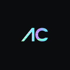 AC letter icon design on black background.  Creative letter AC/A C logo design. AC initials Logo design