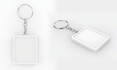 Realistic Key chains Designs Web Element. 3d illustration