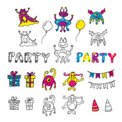 Fototapeta premium Cute cartoon monsters halloween