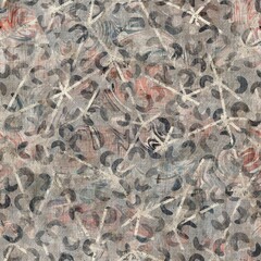 Chic formal grungy geometric shapes texture seamless pattern. High quality illustration. Strange abstract geo design in a trendy posh exotic style. Grainy fabric texture overlay.