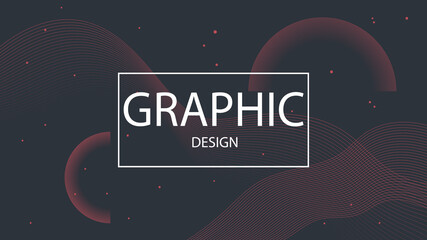 Modern dark horizontal geometric banner. Trendy minimalist vector background of thin abstract lines with gradient. Illustration with geometric shapes, dots for web design, social networks, advertising