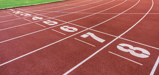 Numbers of track in sports runway.