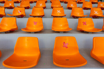 Social distance Chair in football stadium  thailand.