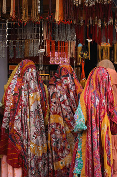 Indian Women Selects Jewelry At Market