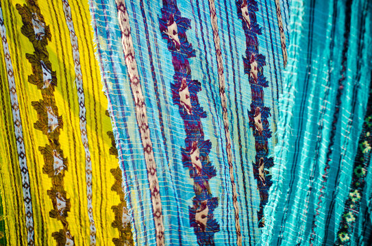 Colorful saris drying