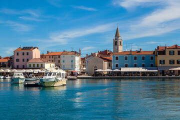Fototapeta na wymiar The seafront in Fažana town, Istra, the Adriatic Sea in Croatia