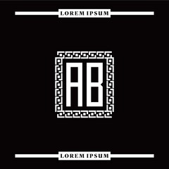 Obraz premium A B collection of initial logo designs with luxurious frame elements