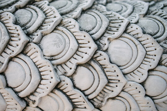 Detail Of Dragon Skin Texture In The Buddhist Temple
