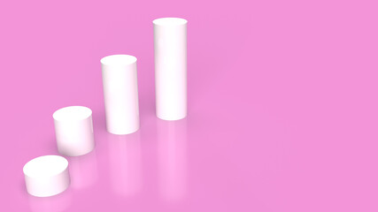 white Podium platform on pink background 3d rendering..
