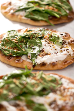 Spinach Yogurt Flatbread Naan Pizza